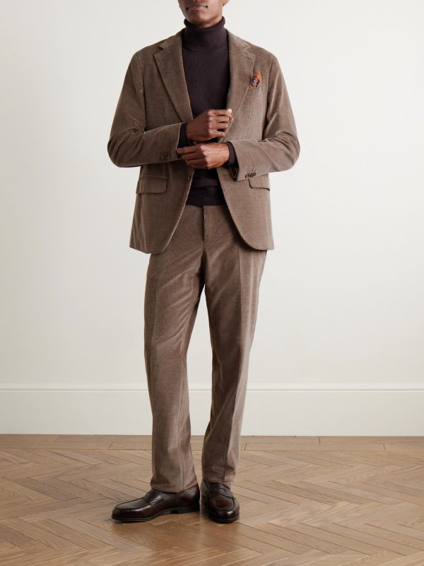 Slim-Fit Straight-Leg Cotton-Blend Corduroy Suit Trousers - OU Slim-Fit Straight-Leg Cotton-Blend Corduroy Suit Trousers - OU