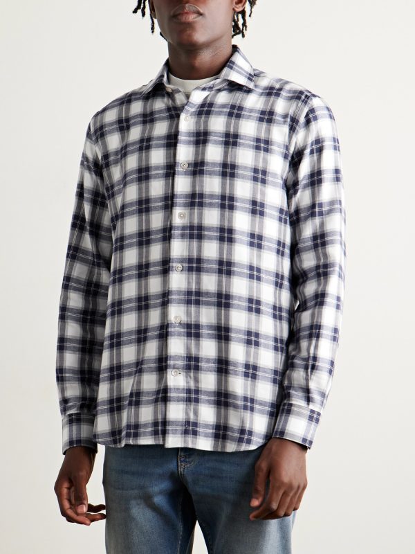 Checked Cotton and Lyocell-Blend Flannel Shirt - FR