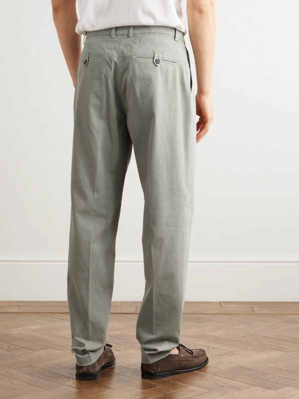 Tapered Pleated Stretch Cotton and Lyocell-Blend Twill Trousers - BK Tapered Pleated Stretch Cotton and Lyocell-Blend Twill Trousers - BK