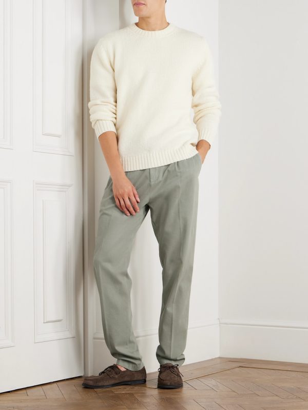 Tapered Pleated Stretch Cotton and Lyocell-Blend Twill Trousers - OU Tapered Pleated Stretch Cotton and Lyocell-Blend Twill Trousers - OU