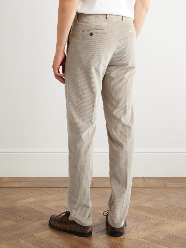 Slim-Fit Straight-Leg Stretch Cotton and Modal-Blend Corduroy Trousers - BK Slim-Fit Straight-Leg Stretch Cotton and Modal-Blend Corduroy Trousers - BK