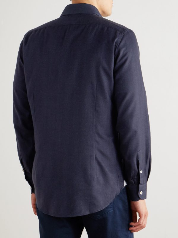 Slim-Fit Herringbone Cotton and Lyocell-Blend Shirt - BK Slim-Fit Herringbone Cotton and Lyocell-Blend Shirt - BK