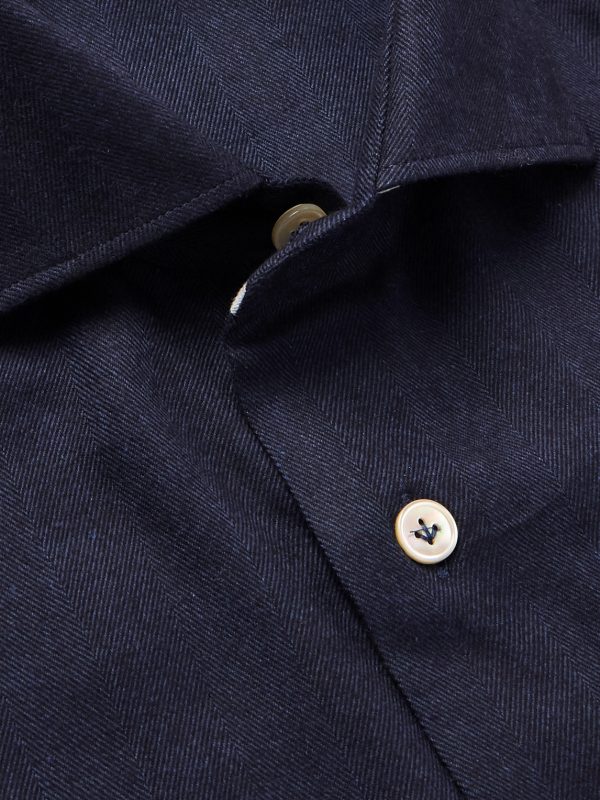 Slim-Fit Herringbone Cotton and Lyocell-Blend Shirt - CU Slim-Fit Herringbone Cotton and Lyocell-Blend Shirt - CU