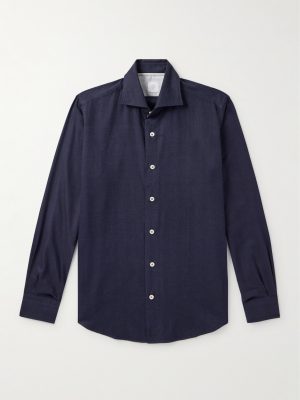 Slim-Fit Herringbone Cotton and Lyocell-Blend Shirt Slim-Fit Herringbone Cotton and Lyocell-Blend Shirt