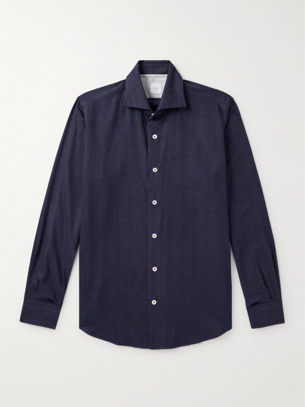 Slim-Fit Herringbone Cotton and Lyocell-Blend Shirt Slim-Fit Herringbone Cotton and Lyocell-Blend Shirt