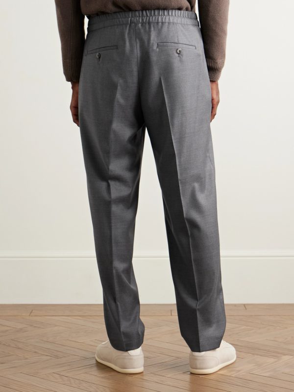 Slim-Fit Pleated Wool Drawstring Trousers - BK Slim-Fit Pleated Wool Drawstring Trousers - BK