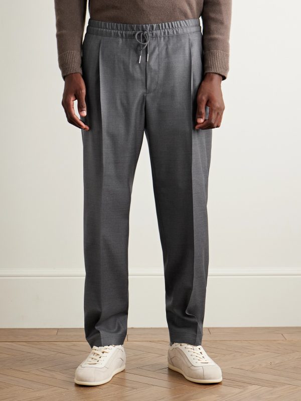 Slim-Fit Pleated Wool Drawstring Trousers - FR Slim-Fit Pleated Wool Drawstring Trousers - FR