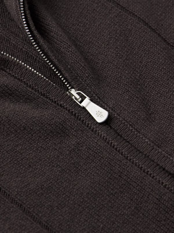 Ribbed Wool Zip-Up Cardigan - CU