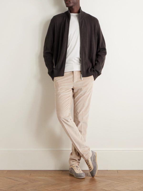 Ribbed Wool Zip-Up Cardigan - OU