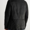 Slim-Fit Nehru-Collar Padded Suede Down Jacket - BK Slim-Fit Nehru-Collar Padded Suede Down Jacket - BK