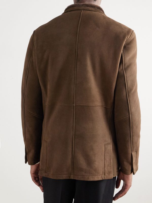 Double-Breasted Shearling Overcoat - BK Double-Breasted Shearling Overcoat - BK