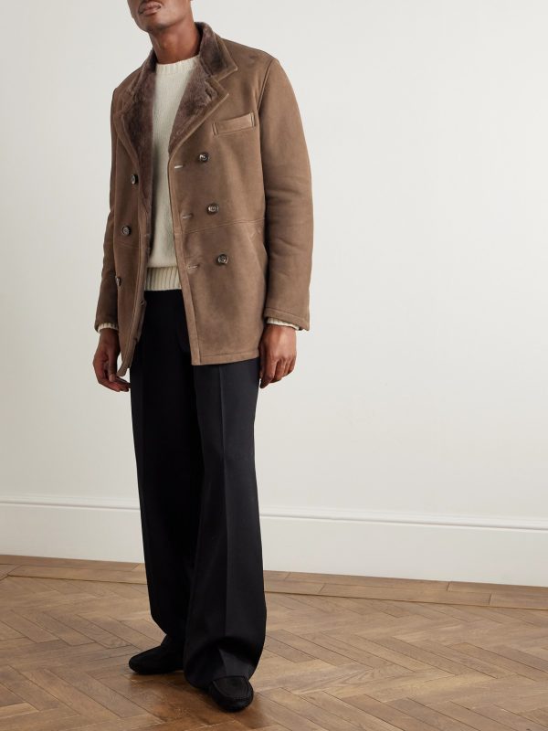 Double-Breasted Shearling Overcoat - OU Double-Breasted Shearling Overcoat - OU