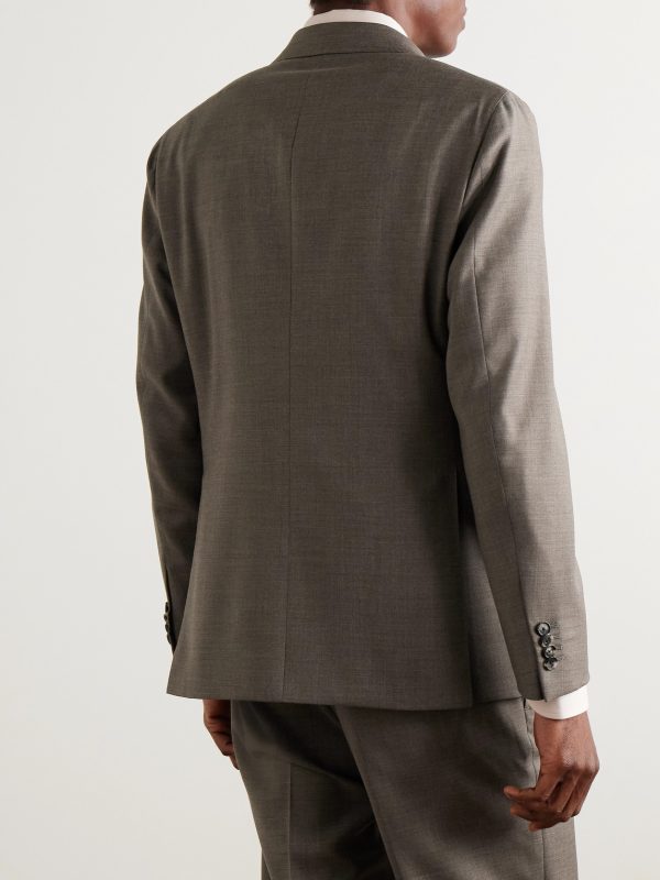 Double-Breasted Wool-Twill Suit Jacket - BK Double-Breasted Wool-Twill Suit Jacket - BK