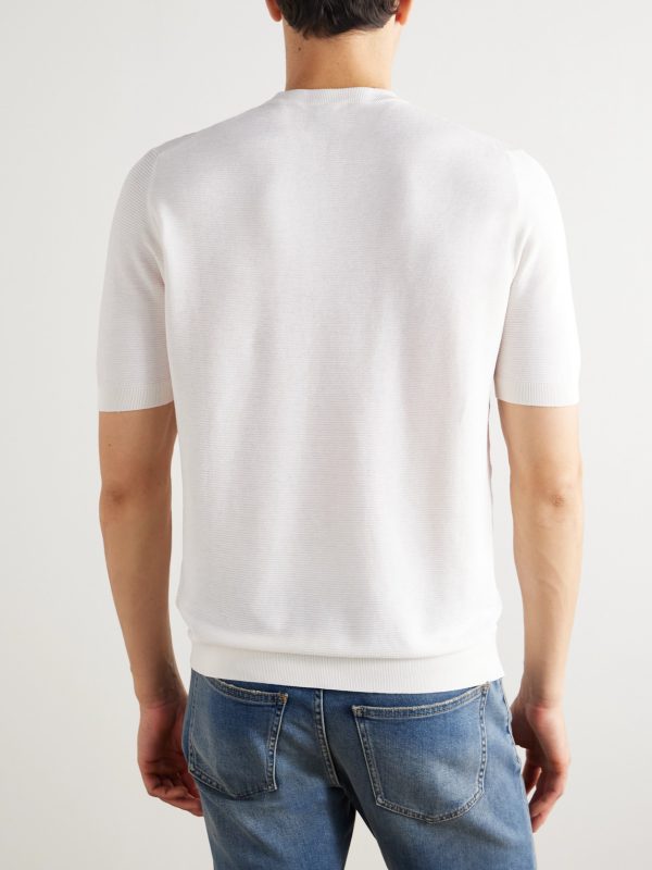 Slim-Fit Ribbed Cotton T-Shirt - BK Slim-Fit Ribbed Cotton T-Shirt - BK