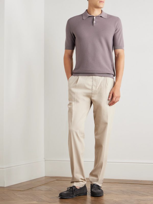 Slim-Fit Ribbed Cotton Polo Shirt - OU