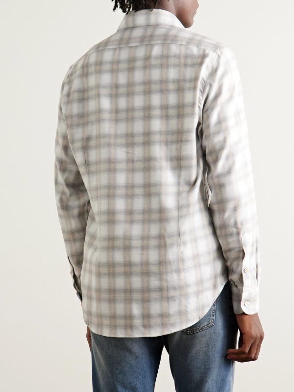 Checked Cotton and Lyocell-Blend Flannel Shirt - BK Checked Cotton and Lyocell-Blend Flannel Shirt - BK