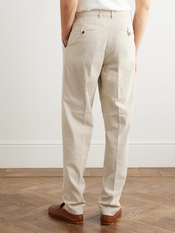 Straight-Leg Pleated Stretch Cotton and Lyocell-Blend Trousers - BK Straight-Leg Pleated Stretch Cotton and Lyocell-Blend Trousers - BK