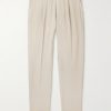 Straight-Leg Pleated Stretch Cotton and Lyocell-Blend Trousers Straight-Leg Pleated Stretch Cotton and Lyocell-Blend Trousers