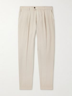 Straight-Leg Pleated Stretch Cotton and Lyocell-Blend Trousers Straight-Leg Pleated Stretch Cotton and Lyocell-Blend Trousers