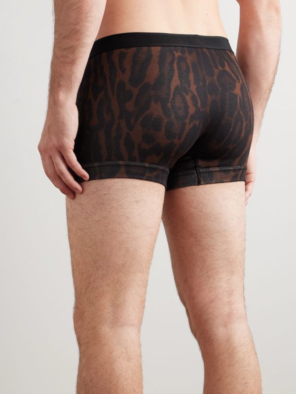 Leopard-Print Stretch-Cotton Boxer Briefs - BK Leopard-Print Stretch-Cotton Boxer Briefs - BK