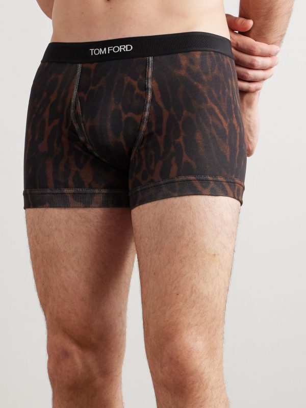 Leopard-Print Stretch-Cotton Boxer Briefs - OU Leopard-Print Stretch-Cotton Boxer Briefs - OU