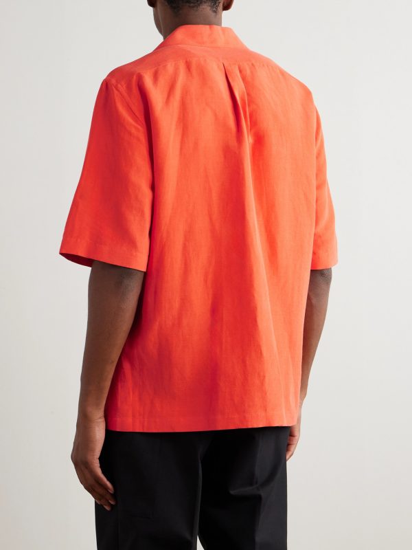 Cuban Convertible-Collar Linen and Silk-Blend Shirt - BK Cuban Convertible-Collar Linen and Silk-Blend Shirt - BK