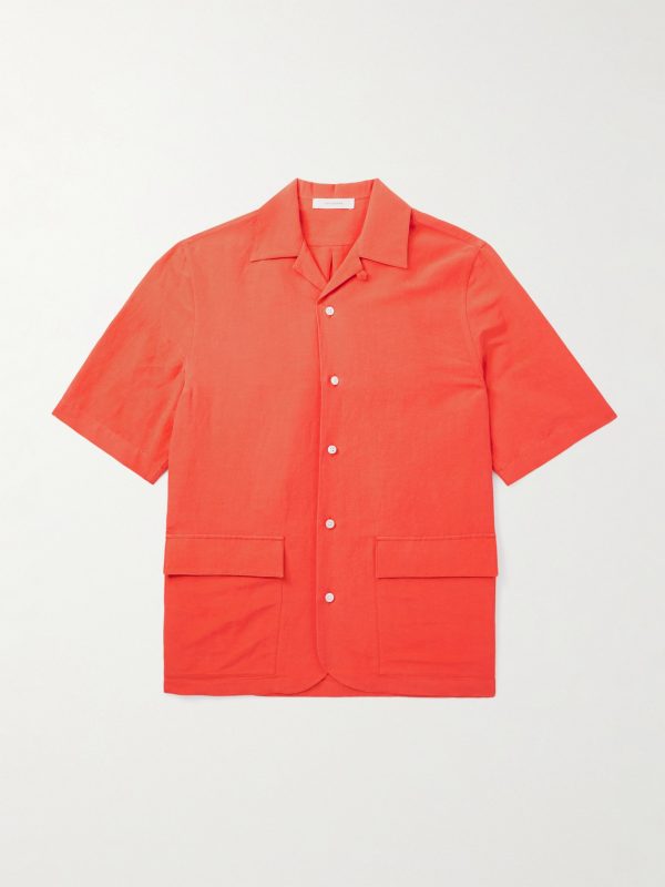 Cuban Convertible-Collar Linen and Silk-Blend Shirt Cuban Convertible-Collar Linen and Silk-Blend Shirt