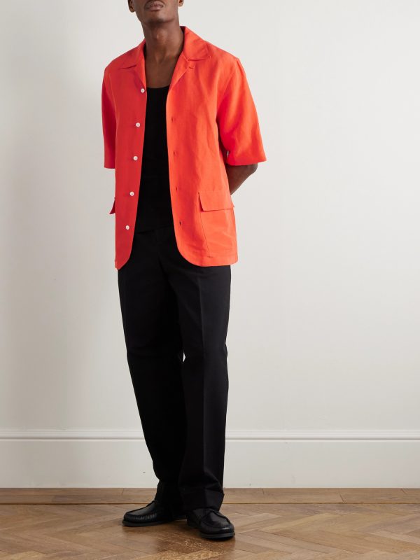 Cuban Convertible-Collar Linen and Silk-Blend Shirt - OU Cuban Convertible-Collar Linen and Silk-Blend Shirt - OU