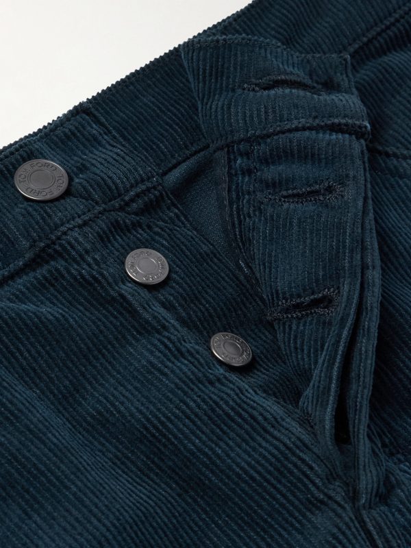 Slim-Fit Cotton-Blend Corduroy Trousers - E1