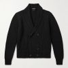 Shawl-Collar Double-Breasted Ribbed Wool and Silk-Blend Cardigan Shawl-Collar Double-Breasted Ribbed Wool and Silk-Blend Cardigan