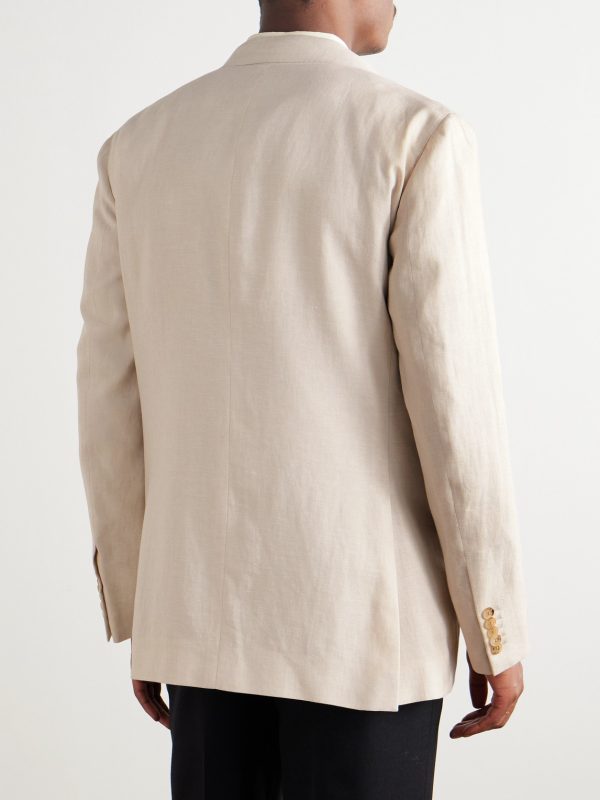 Richard Double-Breasted Linen and Wool-Blend Suit Jacket - BK