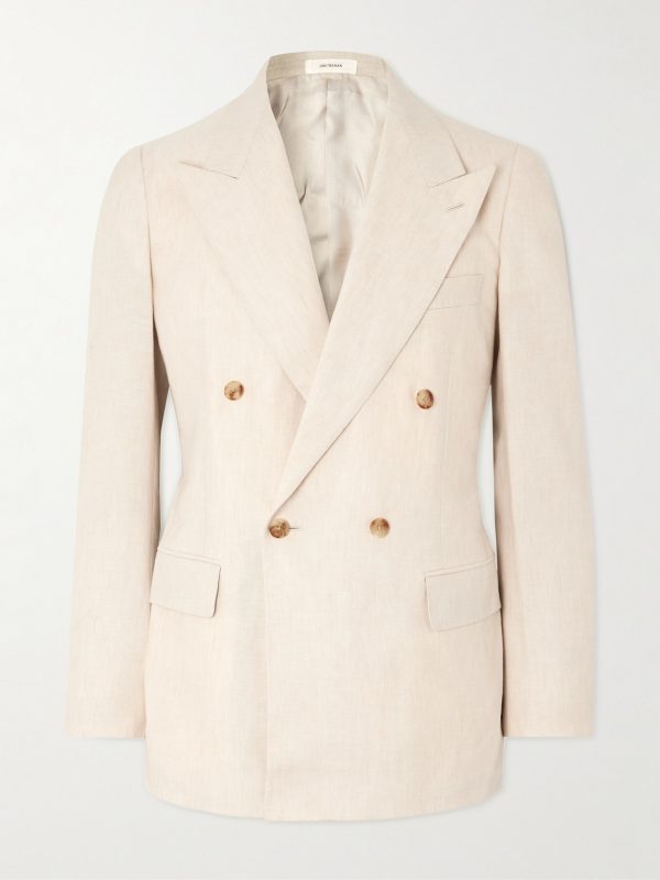 Richard Double-Breasted Linen and Wool-Blend Suit Jacket