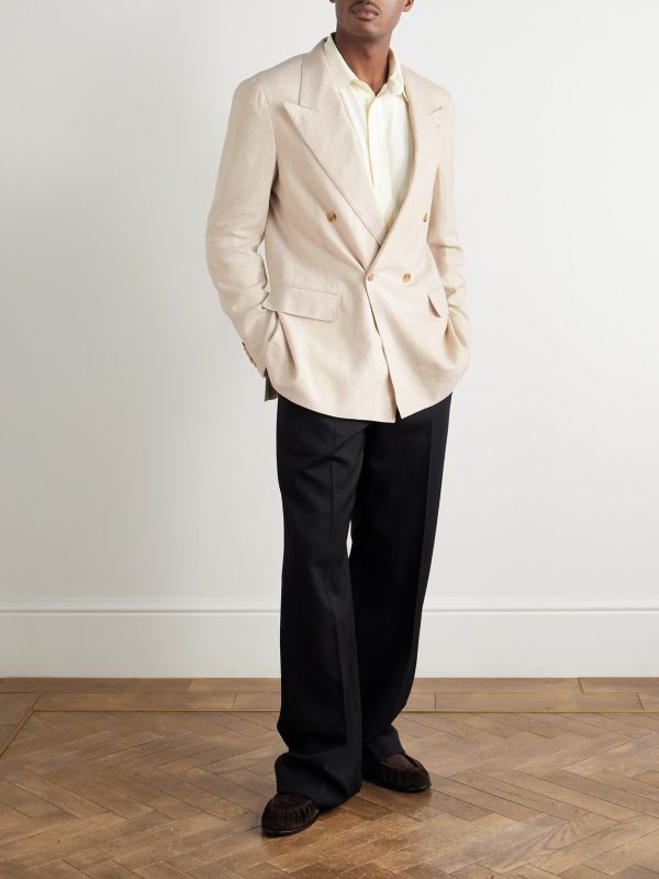 Richard Double-Breasted Linen and Wool-Blend Suit Jacket - OU