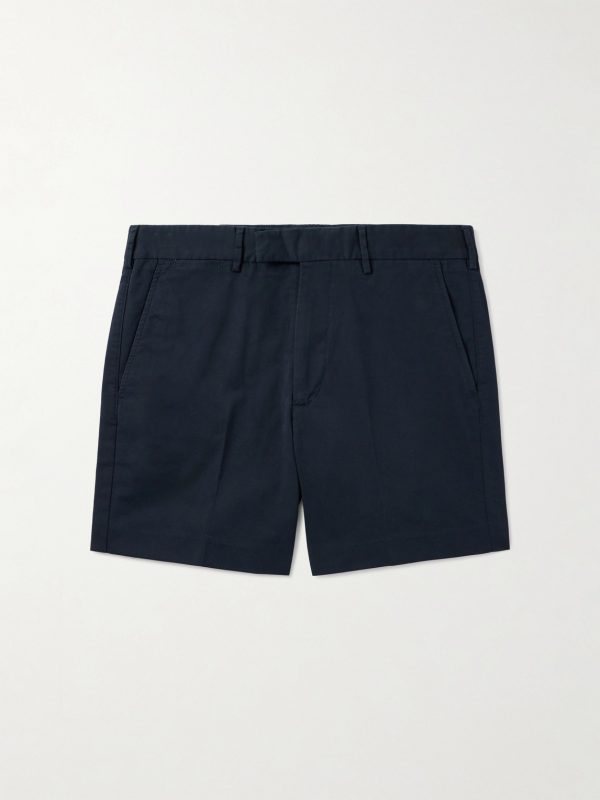 Straight-Leg Pleated Stretch-Cotton Twill Shorts Straight-Leg Pleated Stretch-Cotton Twill Shorts
