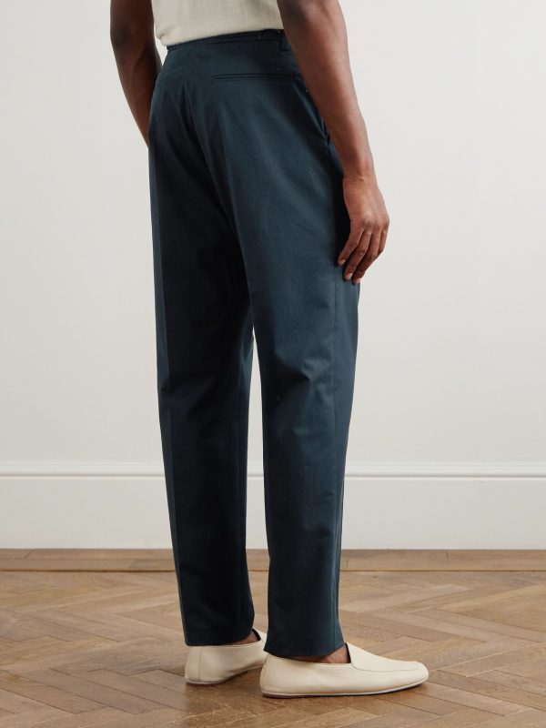 Richard Straight-Leg Pleated Cotton-Blend Twill Suit Trousers - BK