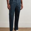 Richard Straight-Leg Pleated Cotton-Blend Twill Suit Trousers - FR