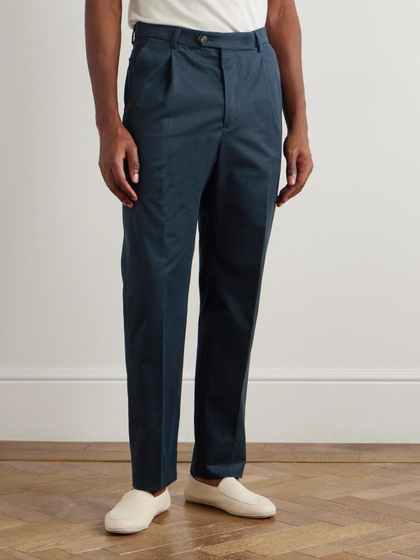 Richard Straight-Leg Pleated Cotton-Blend Twill Suit Trousers - FR