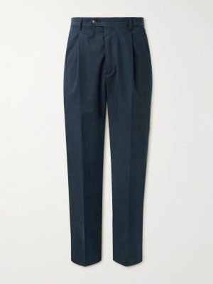 Richard Straight-Leg Pleated Cotton-Blend Twill Suit Trousers Richard Straight-Leg Pleated Cotton-Blend Twill Suit Trousers