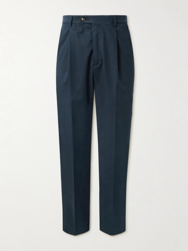 Richard Straight-Leg Pleated Cotton-Blend Twill Suit Trousers