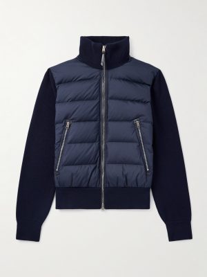 Leather-Trimmed Quilted Shell and Wool Down Jacket Leather-Trimmed Quilted Shell and Wool Down Jacket