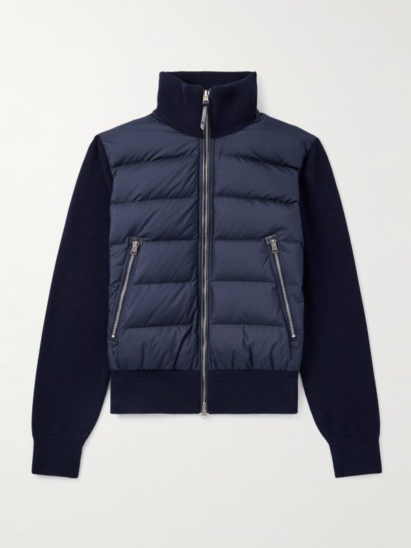 Leather-Trimmed Quilted Shell and Wool Down Jacket Leather-Trimmed Quilted Shell and Wool Down Jacket