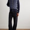 Leather-Trimmed Quilted Shell and Wool Down Jacket - OU Leather-Trimmed Quilted Shell and Wool Down Jacket - OU