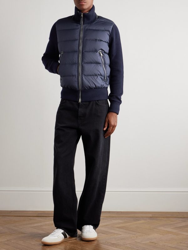 Leather-Trimmed Quilted Shell and Wool Down Jacket - OU Leather-Trimmed Quilted Shell and Wool Down Jacket - OU