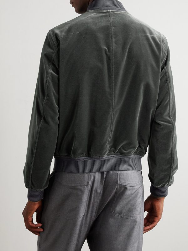 Cotton-Velvet Bomber Jacket - BK Cotton-Velvet Bomber Jacket - BK