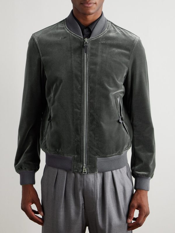 Cotton-Velvet Bomber Jacket - FR Cotton-Velvet Bomber Jacket - FR