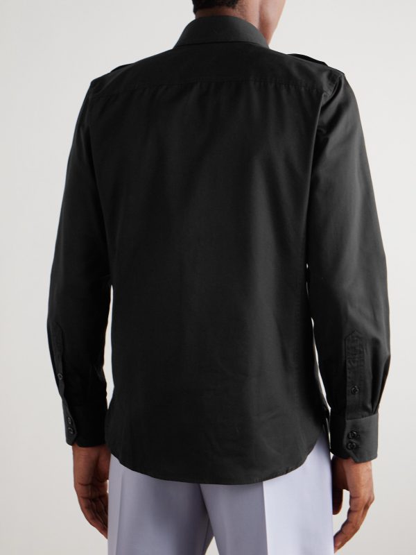 Cotton and Silk-Blend Twill Shirt - BK Cotton and Silk-Blend Twill Shirt - BK