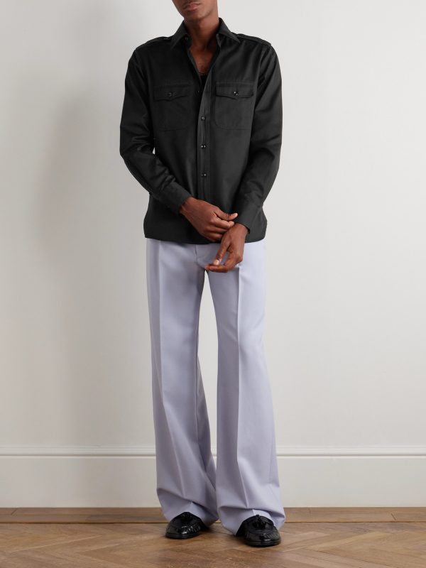 Cotton and Silk-Blend Twill Shirt - OU Cotton and Silk-Blend Twill Shirt - OU