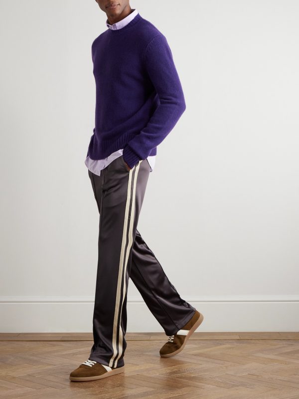 Straight-Leg Webbing-Trimmed Jersey Track Pants - OU Straight-Leg Webbing-Trimmed Jersey Track Pants - OU