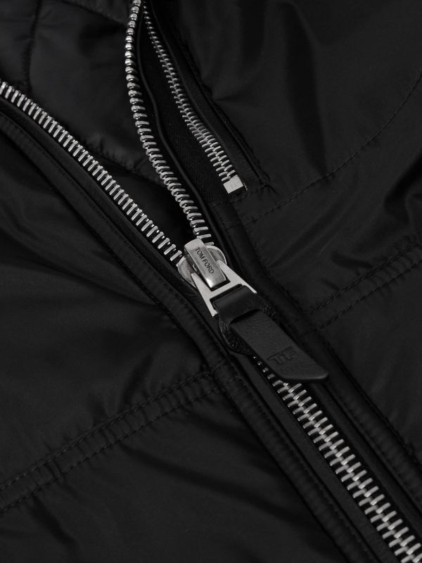 Padded Leather-Trimmed Shell Gilet - CU Padded Leather-Trimmed Shell Gilet - CU
