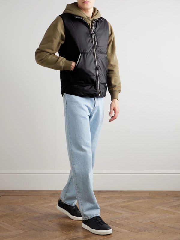 Padded Leather-Trimmed Shell Gilet - OU Padded Leather-Trimmed Shell Gilet - OU